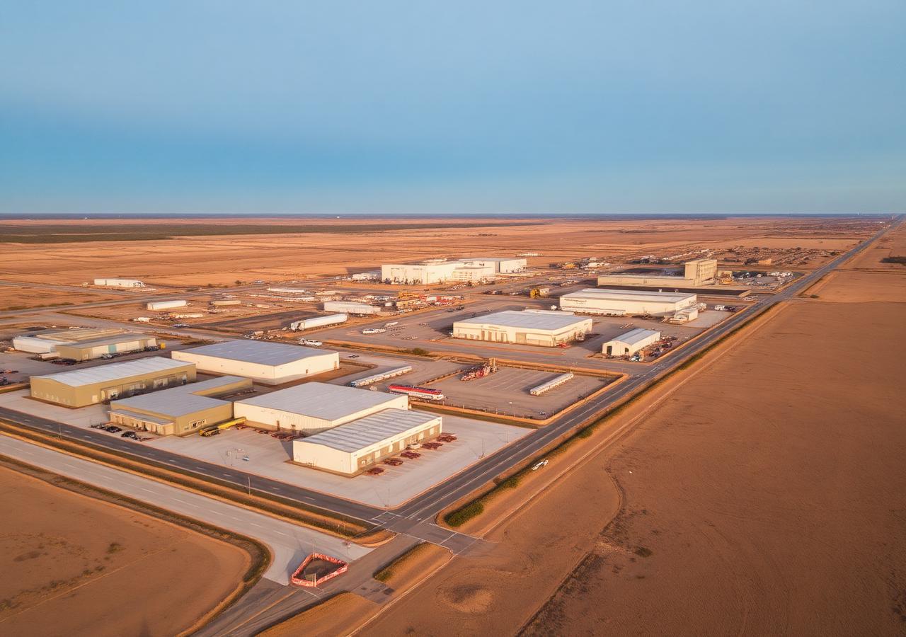 Aerial view of Permian Logistics Park in Ector County